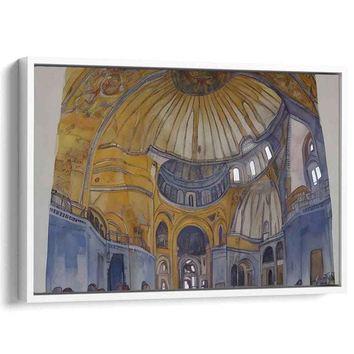 Byzantine Grandeur: Architectural Marvel in Gold and Blue Canvas Art Print