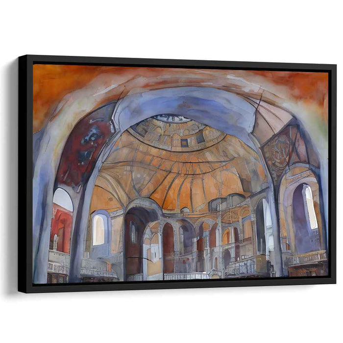 Majestic Interior: A Watercolor Tribute to Architectural Grandeur