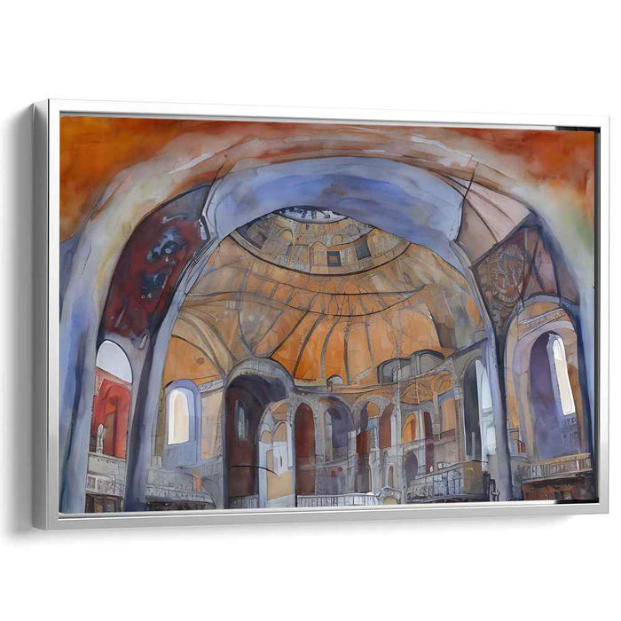 Majestic Interior: A Watercolor Tribute to Architectural Grandeur