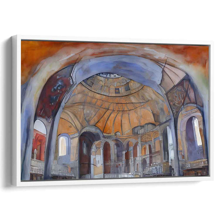 Majestic Interior: A Watercolor Tribute to Architectural Grandeur