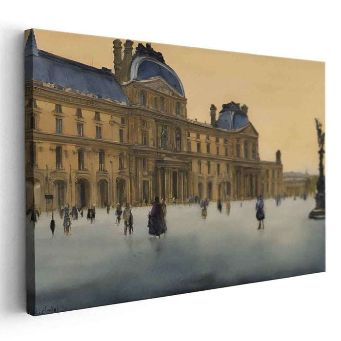 Golden Hour at the Grand Plaza: Historical Architecture in Sunset Glow Canvas Art