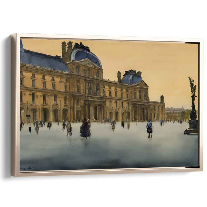 Golden Hour at the Grand Plaza: Historical Architecture in Sunset Glow Canvas Art