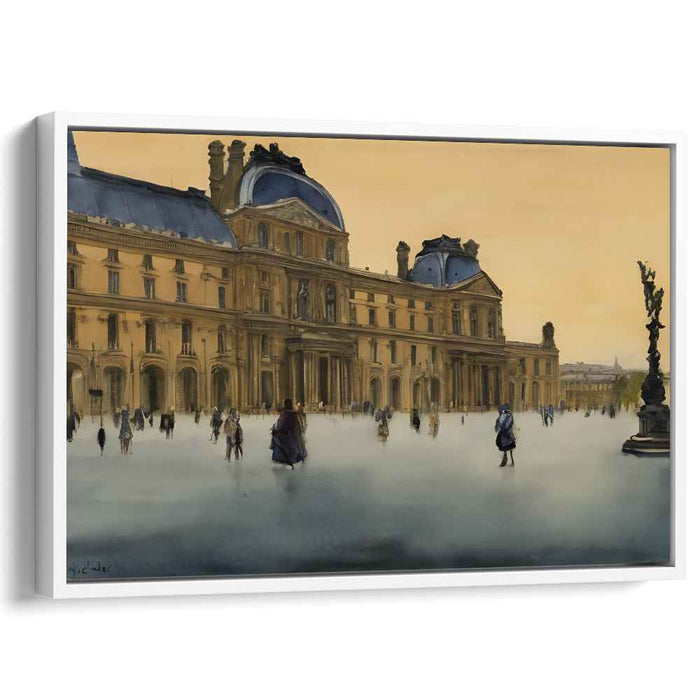 Golden Hour at the Grand Plaza: Historical Architecture in Sunset Glow Canvas Art