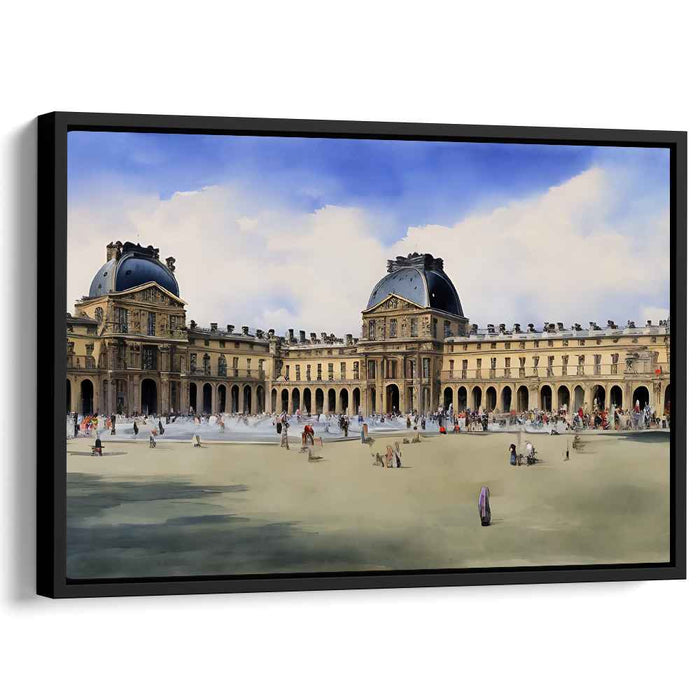 Enchanted Courtly Revelry: Classic European Palace Scene with Lively Figures Canvas Art Print