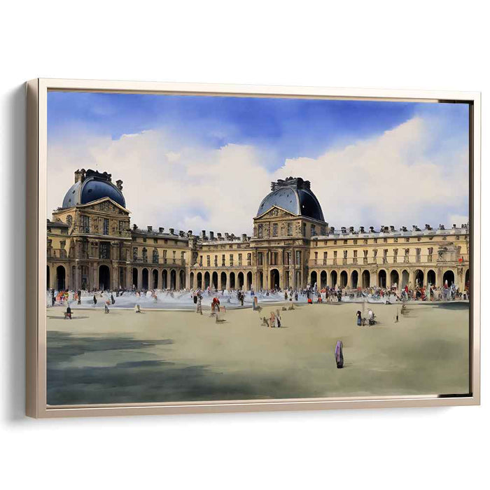 Enchanted Courtly Revelry: Classic European Palace Scene with Lively Figures Canvas Art Print