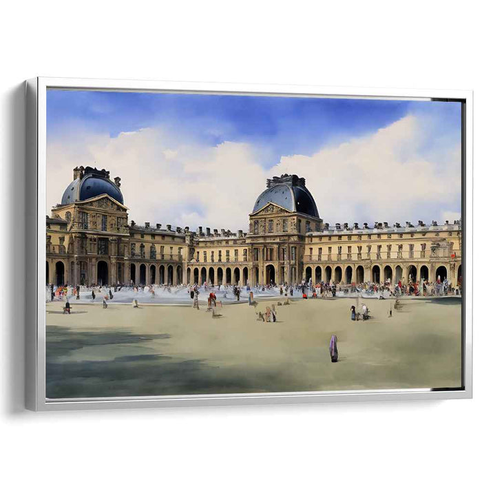 Enchanted Courtly Revelry: Classic European Palace Scene with Lively Figures Canvas Art Print