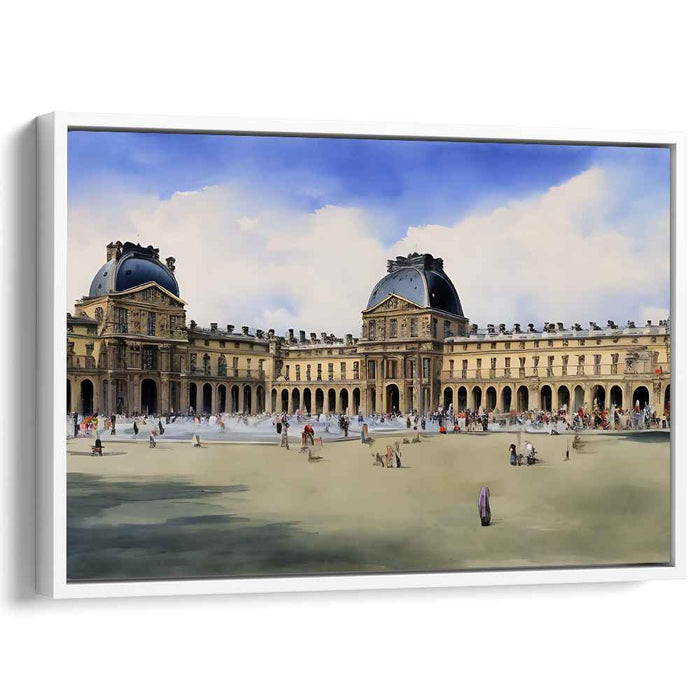 Enchanted Courtly Revelry: Classic European Palace Scene with Lively Figures Canvas Art Print