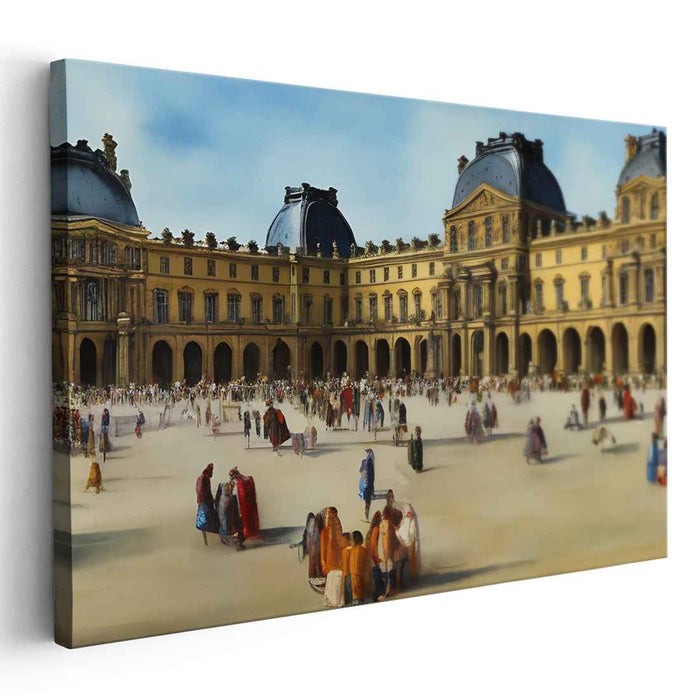 Architectural Rhapsody Gathering: Vibrant Crowd in Front of a Grand Architectural Marvel