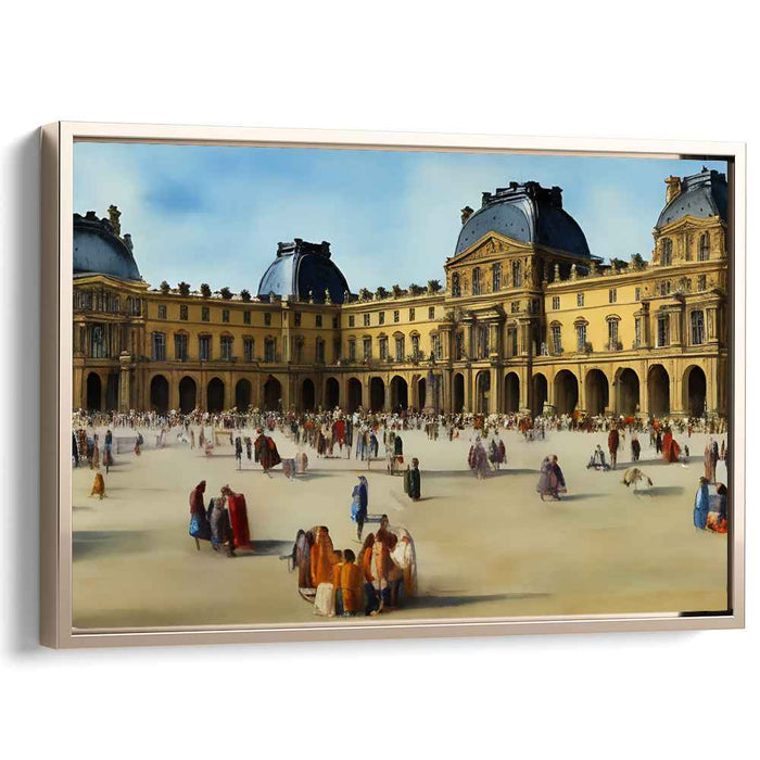 Architectural Rhapsody Gathering: Vibrant Crowd in Front of a Grand Architectural Marvel