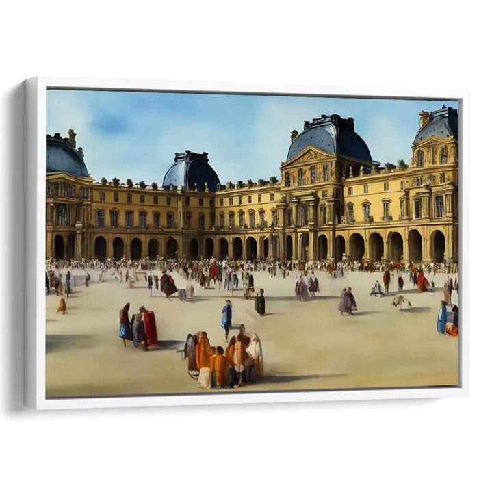 Architectural Rhapsody Gathering: Vibrant Crowd in Front of a Grand Architectural Marvel