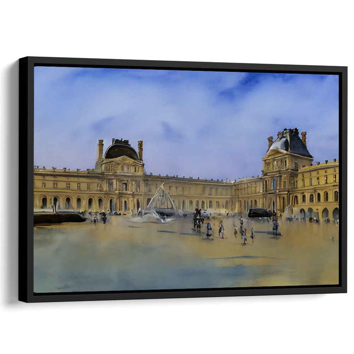 Ethereal Dawn at the Louvre: Historical Meets Modern in Watercolor