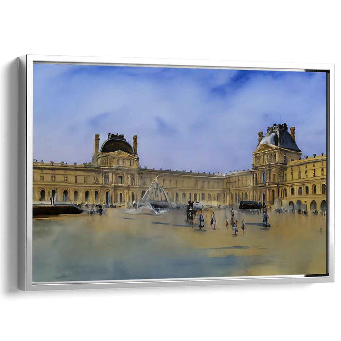 Ethereal Dawn at the Louvre: Historical Meets Modern in Watercolor