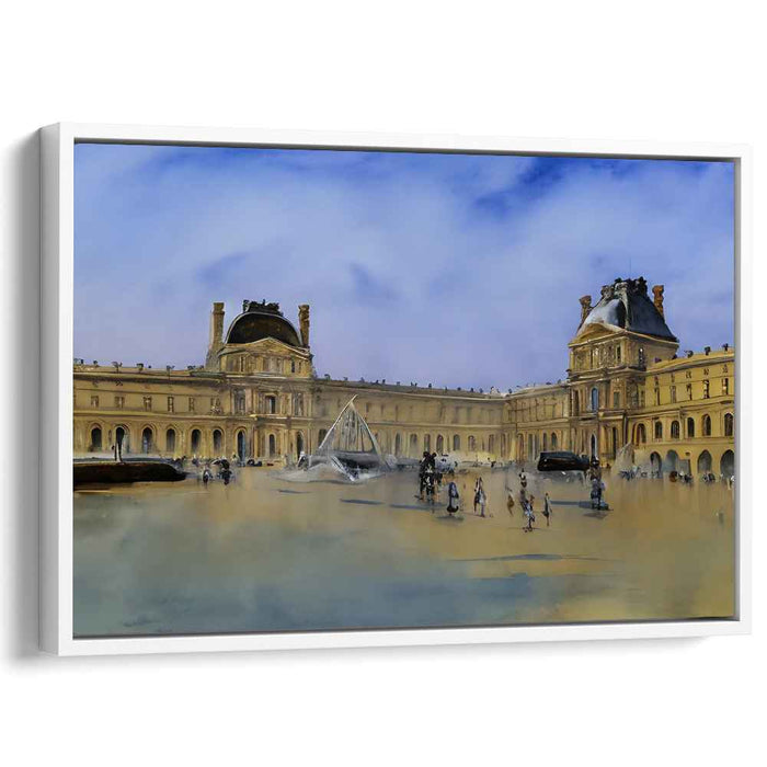 Ethereal Dawn at the Louvre: Historical Meets Modern in Watercolor
