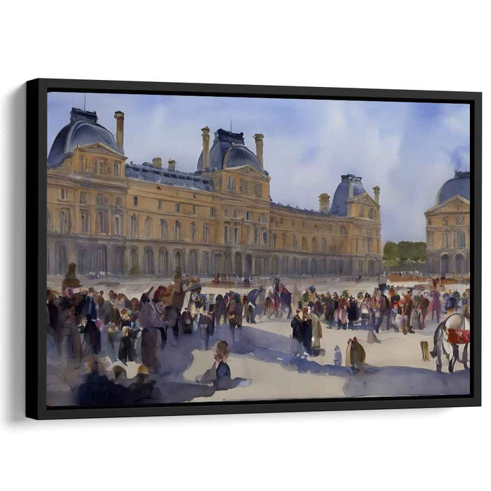 Ethereal Hues Dance with Nobility: Festive Gathering at European Palace Watercolor Print