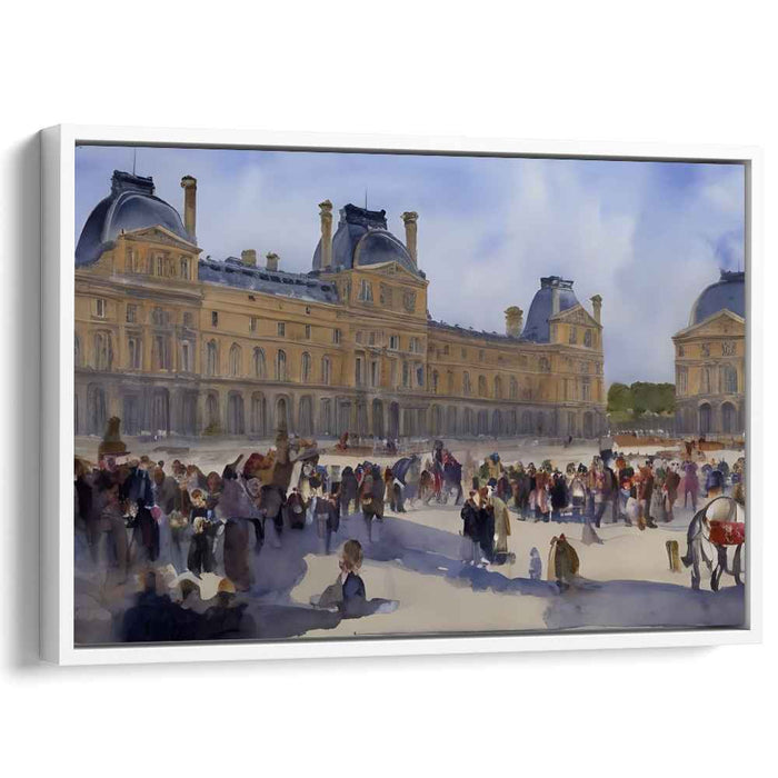 Ethereal Hues Dance with Nobility: Festive Gathering at European Palace Watercolor Print