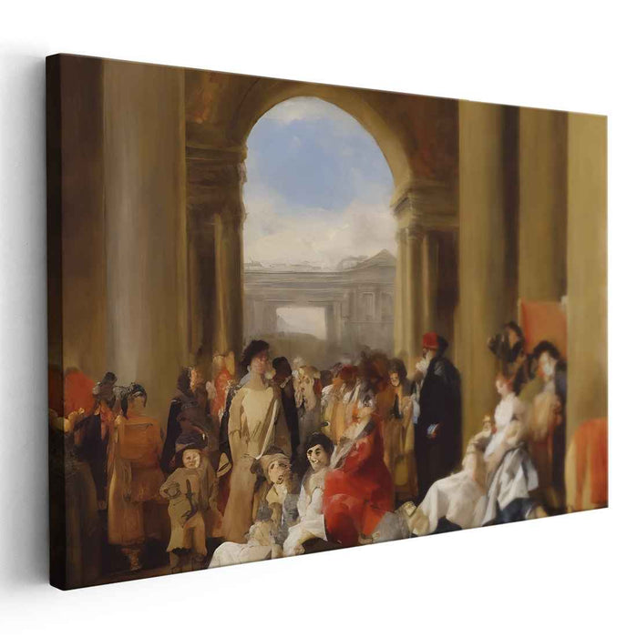 Time Capsule Market Scene: A 19th-Century European Street Scene Canvas Art Print