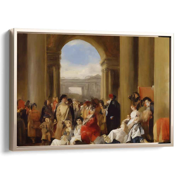 Time Capsule Market Scene: A 19th-Century European Street Scene Canvas Art Print