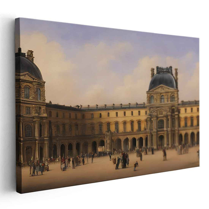 Majestic Louvre Palace: Realistic Architectural Masterpiece Canvas Art