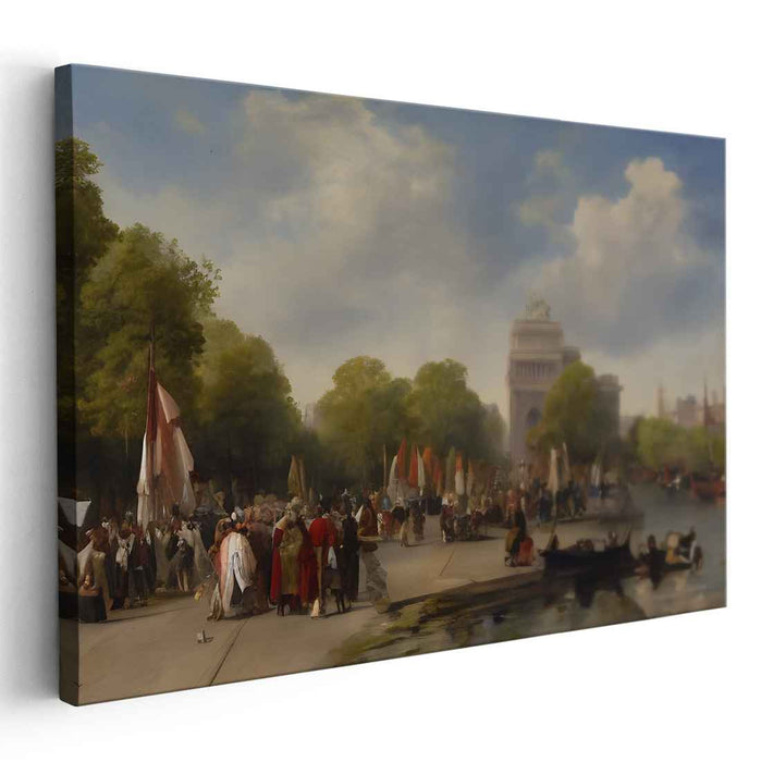 Regal Promenade by the Triumphal Arch: Historical Landscape Canvas Art