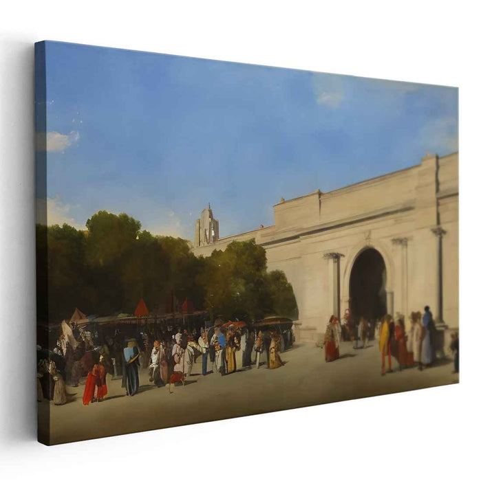 Historic Gathering: Lively Market Scene Outside Grand Archway