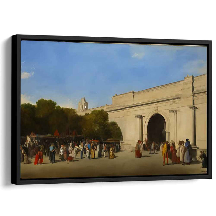 Historic Gathering: Lively Market Scene Outside Grand Archway