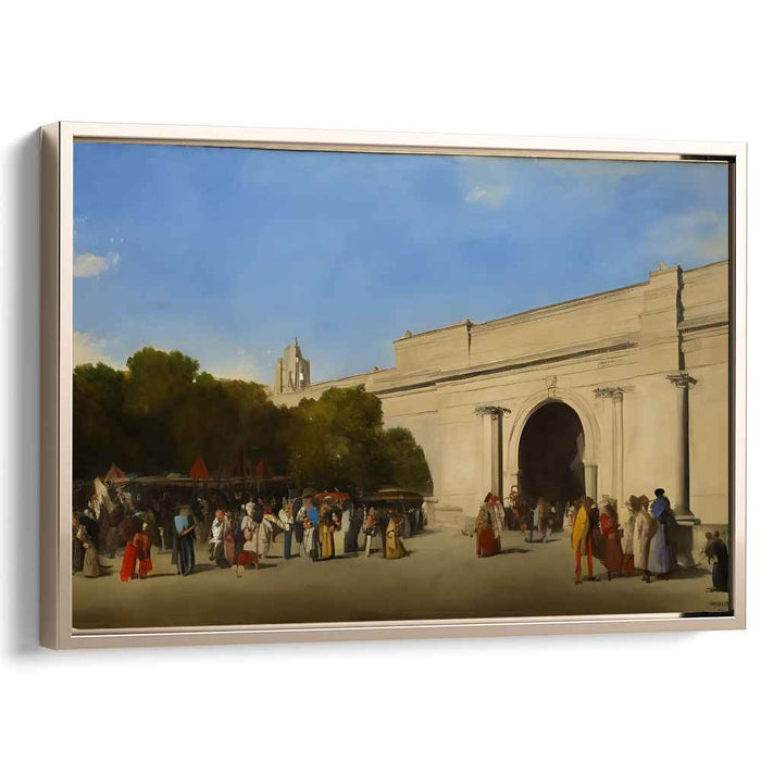 Historic Gathering: Lively Market Scene Outside Grand Archway