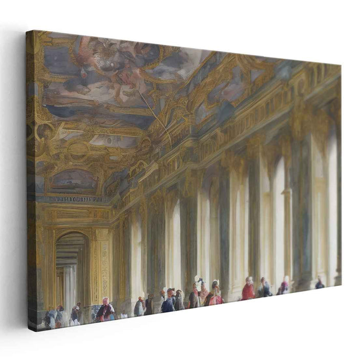 Elegance Revived in Fresco Hall: Romantic Era Inspired Palace Hall with Fresco Canvas Art