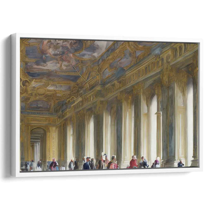 Elegance Revived in Fresco Hall: Romantic Era Inspired Palace Hall with Fresco Canvas Art