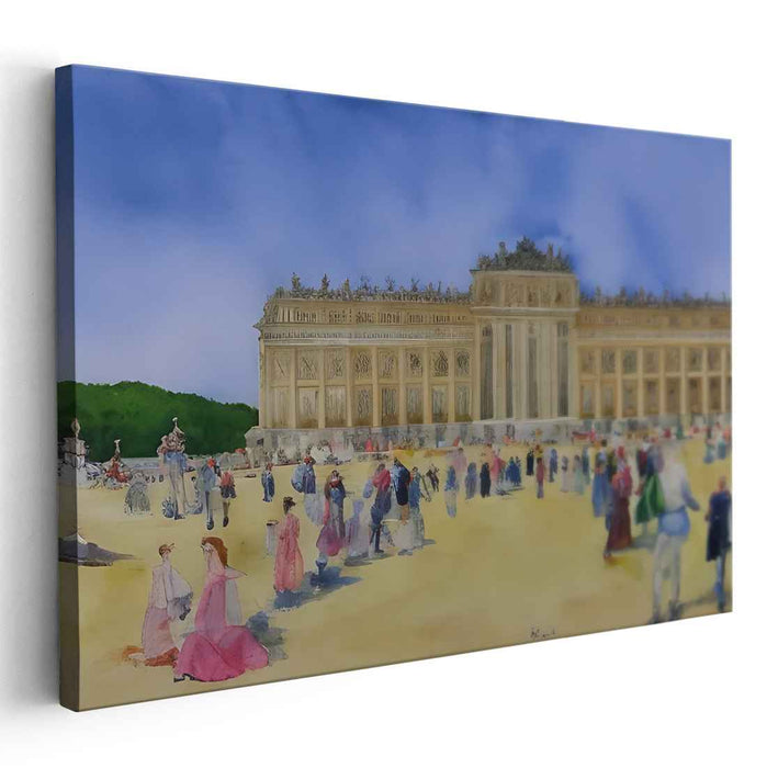 Whispers of Royal Gardens: Impressionist Watercolor of Versailles
