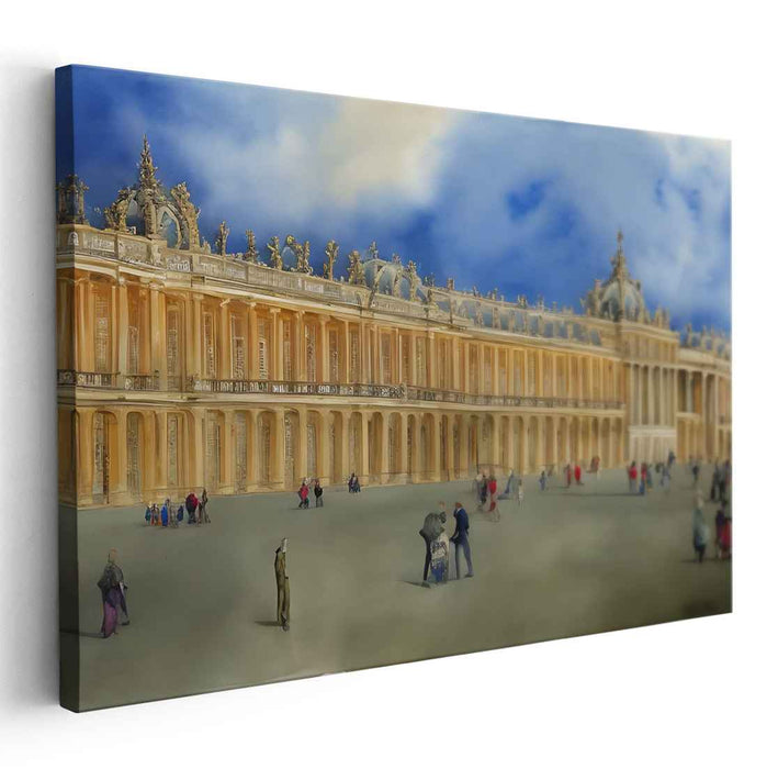 Regal Glow Palace: The Palace of Versailles in Golden Light Canvas Art Print
