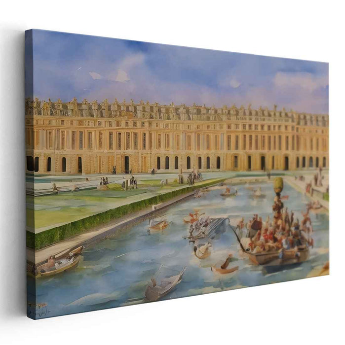 Opulent Reflections: The Grand Canal of Versailles in Watercolor