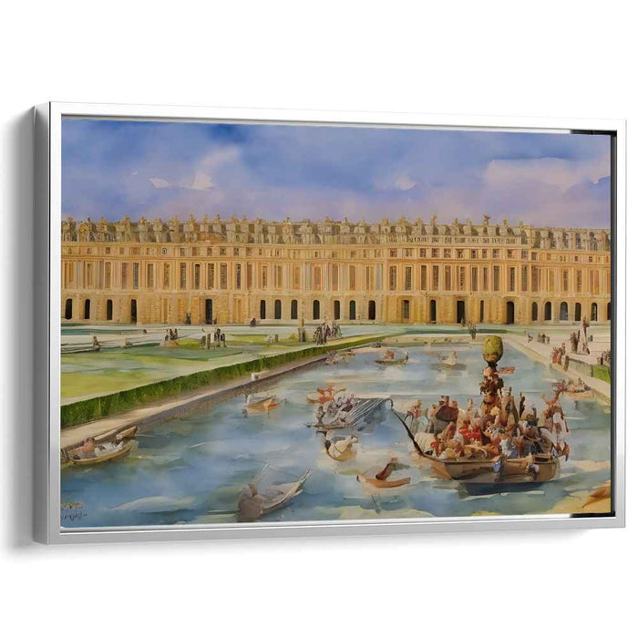 Opulent Reflections: The Grand Canal of Versailles in Watercolor