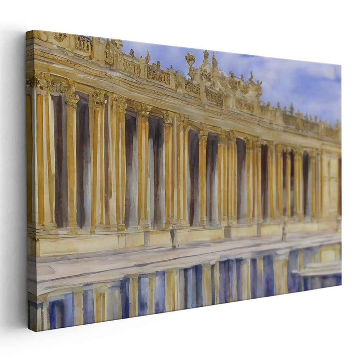 Echoes in Aquarelle: Classical Colonnade in Watercolor