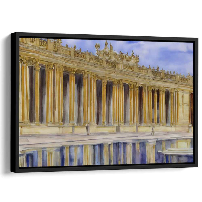 Echoes in Aquarelle: Classical Colonnade in Watercolor