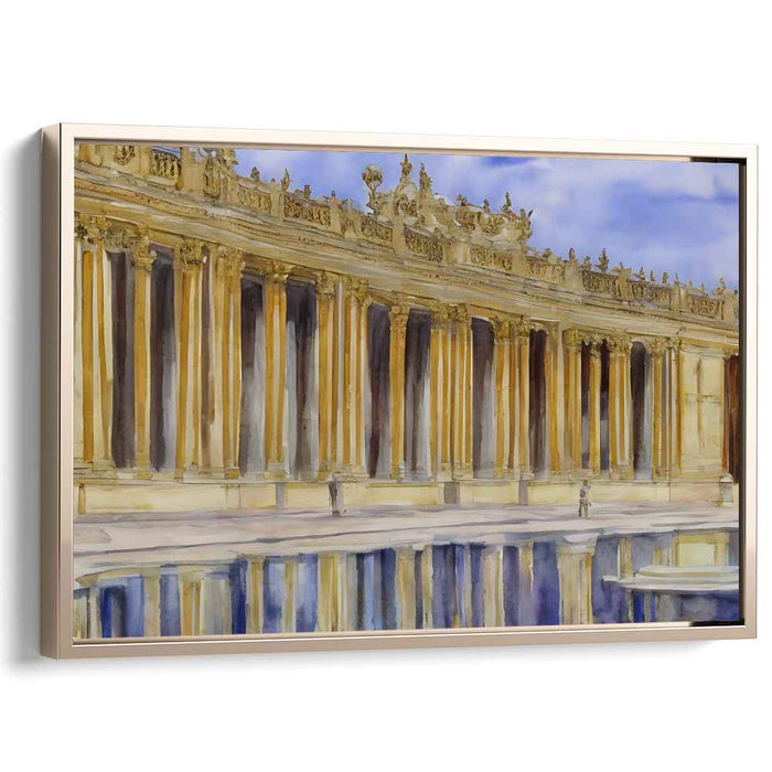 Echoes in Aquarelle: Classical Colonnade in Watercolor