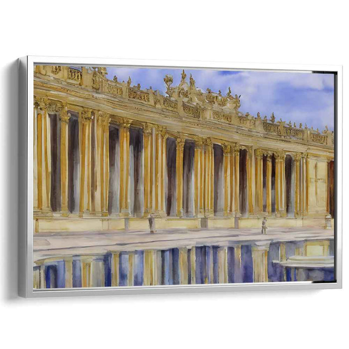 Echoes in Aquarelle: Classical Colonnade in Watercolor