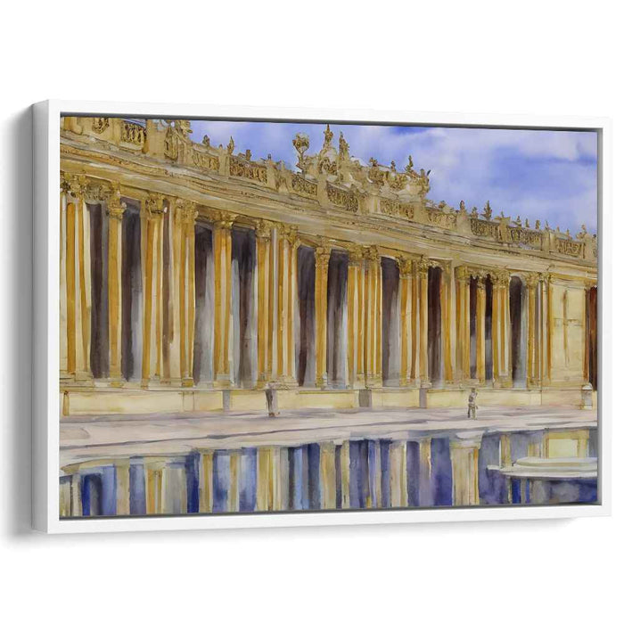 Echoes in Aquarelle: Classical Colonnade in Watercolor