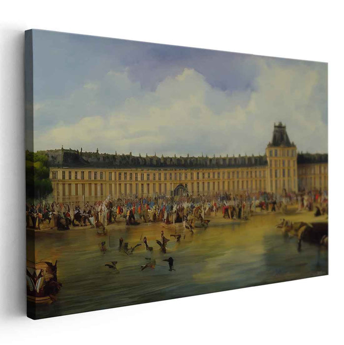 Opulent Whispers in Time: The Bustling Life of Versailles Canvas Art Print