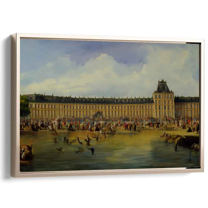 Opulent Whispers in Time: The Bustling Life of Versailles Canvas Art Print