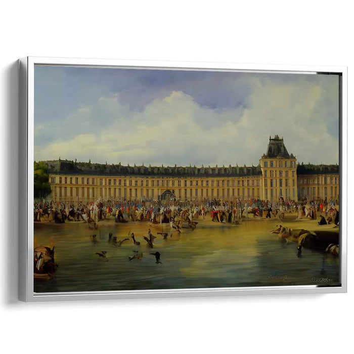 Opulent Whispers in Time: The Bustling Life of Versailles Canvas Art Print