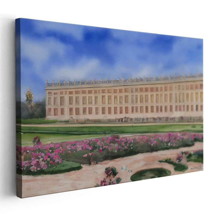 Palatial Illusion: The Grand Facade of Versailles Canvas Art Print