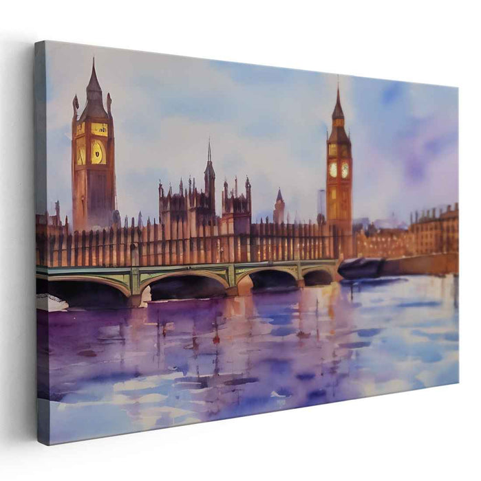 London Light Symphony: Impressionist Watercolor of Big Ben and Westminster