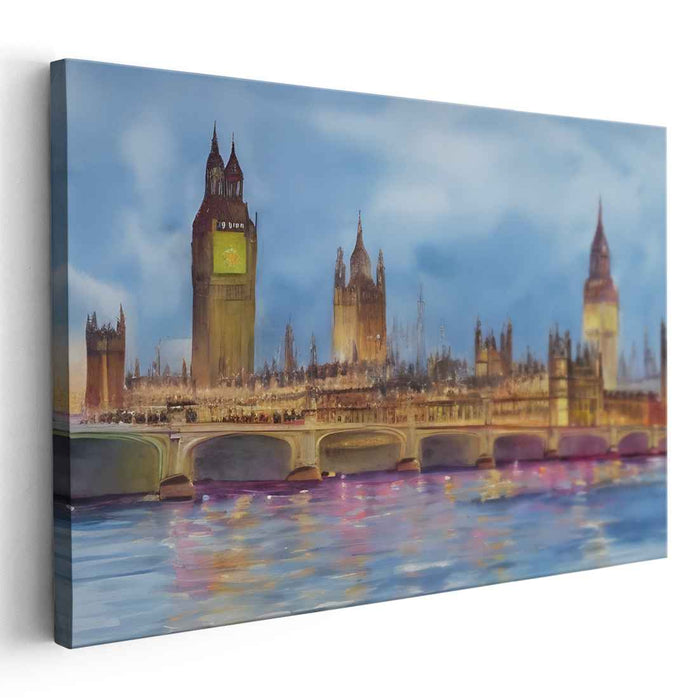 Cityscape Softness: Impressionist View of London's Westminster Skyline Canvas Art