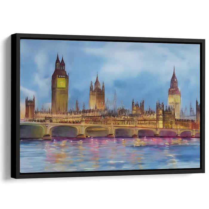 Cityscape Softness: Impressionist View of London's Westminster Skyline Canvas Art