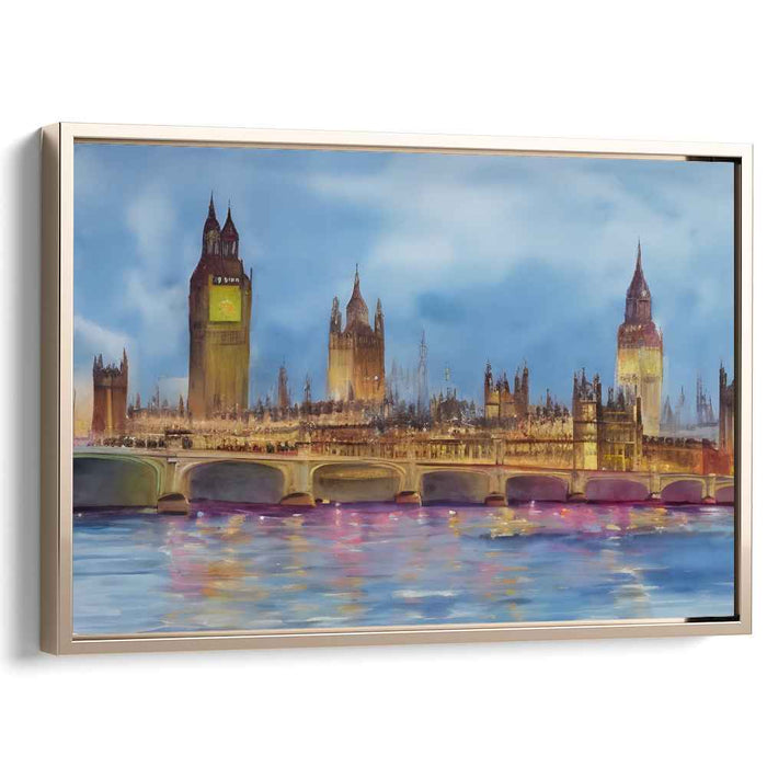 Cityscape Softness: Impressionist View of London's Westminster Skyline Canvas Art