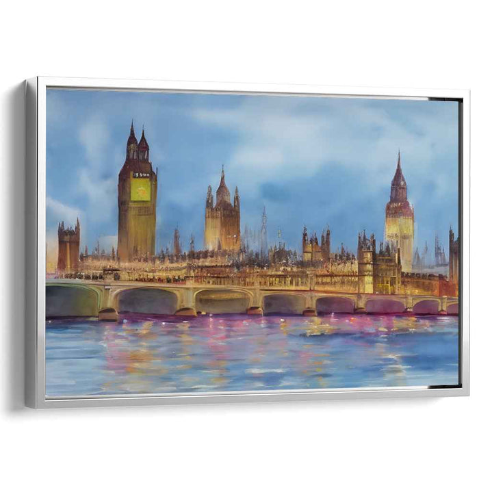 Cityscape Softness: Impressionist View of London's Westminster Skyline Canvas Art