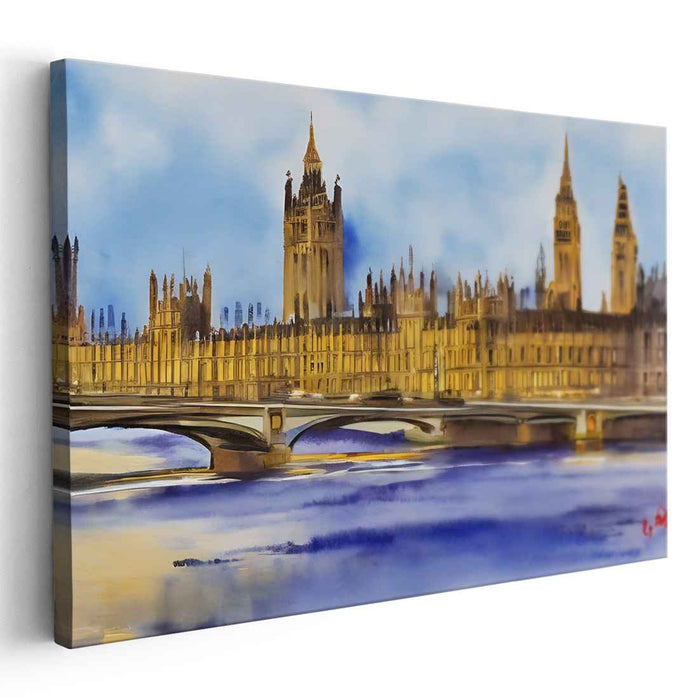 Rainy Day Palette: Impressionist Watercolor of London's Parliament