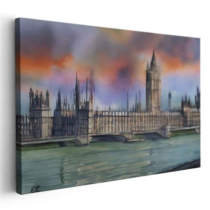 Ink Stained Enlightenment: A Watercolor Masterpiece of London's Iconic Parliament