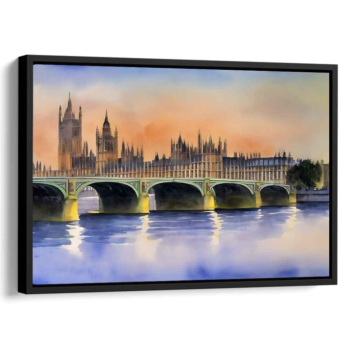 Urban Pastel Reverie: Serene Watercolor Cityscape