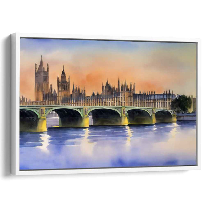 Urban Pastel Reverie: Serene Watercolor Cityscape